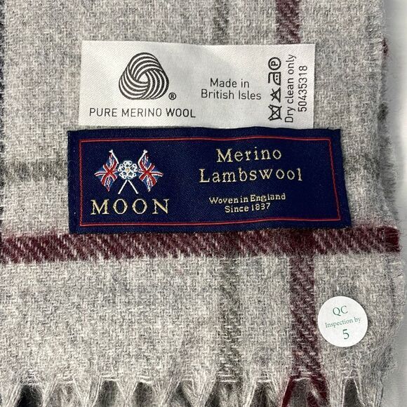 Moon Plaid Merino Lambswool Scarf England - Picture 2 of 5